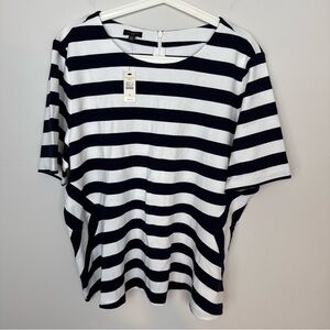 NWT Talbots Women’s Black White Striped Tee Short Sleeve 2X $89.50